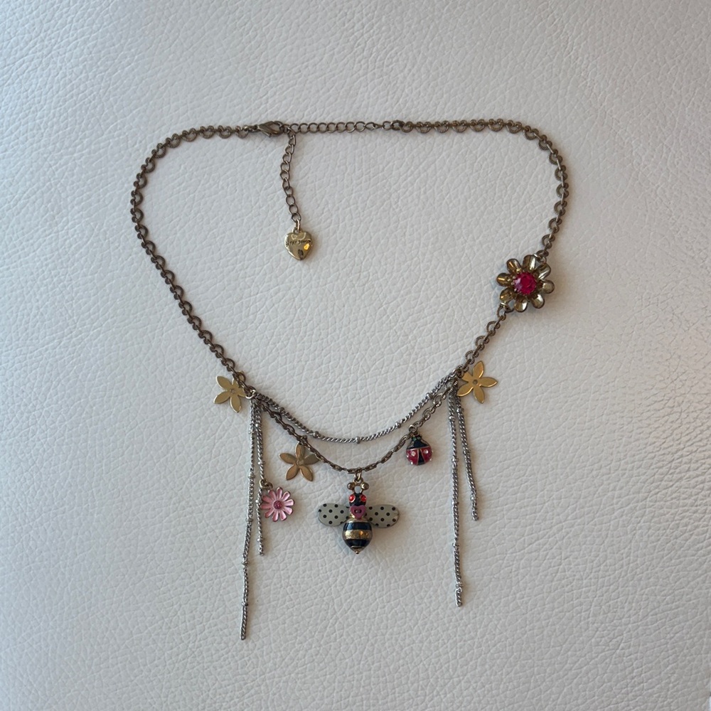 Vintage Betsy Johnson Bee and Flower Necklace